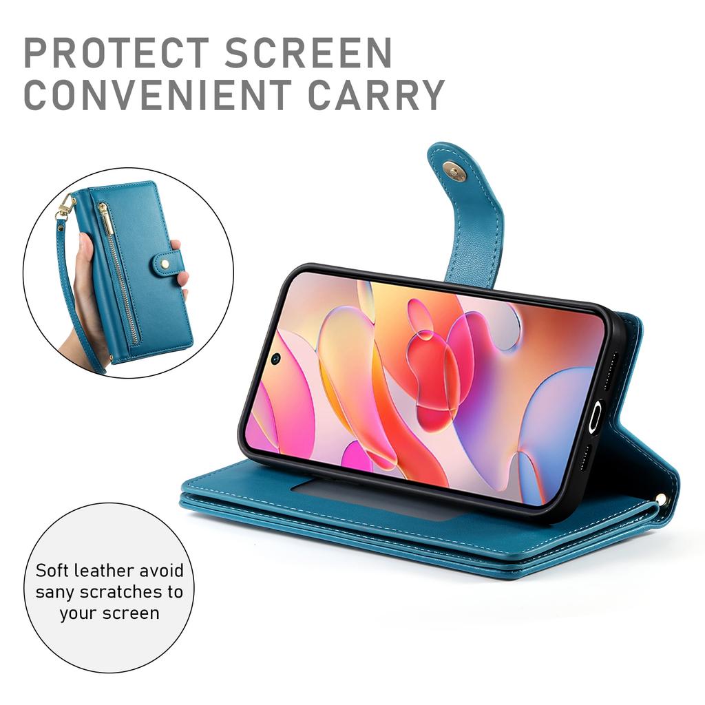 For Samsung Galaxy A17 5G/A17 4G/A26 5G Case Zipper Pocket Wallet Leather Phone Cover with Straps