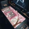 Anime Cat Mouse Pad Pink Cherry Blossom Street Landscape Mousepad Gaming PC Cabinet Mousemat Office Desk Accessories XXL Deskmat