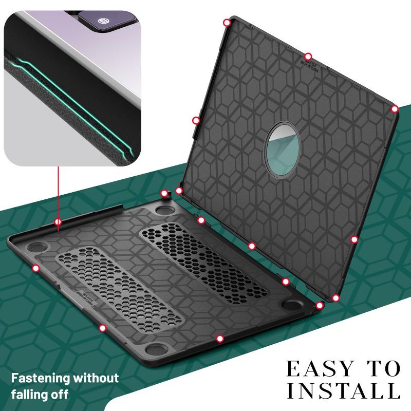 Leather-Style MacBook Air Pro Case With Built-in Stand Shockproof Protection Cover 13 14 15 Inch