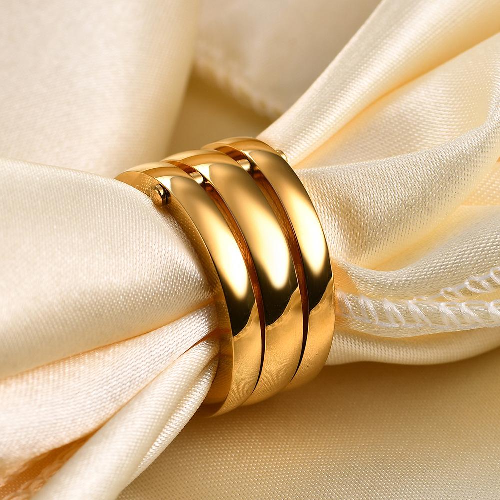 Personalisierter 12MM Glatter Dreifarbiger Abnehmbarer Edelstahlring für Damen