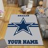 Custom Name,Dallas Cowboys Home Sofa Decoration for Living Room & Bedroom, Non‑Slip Play Flannel Floor Mat for Game Room