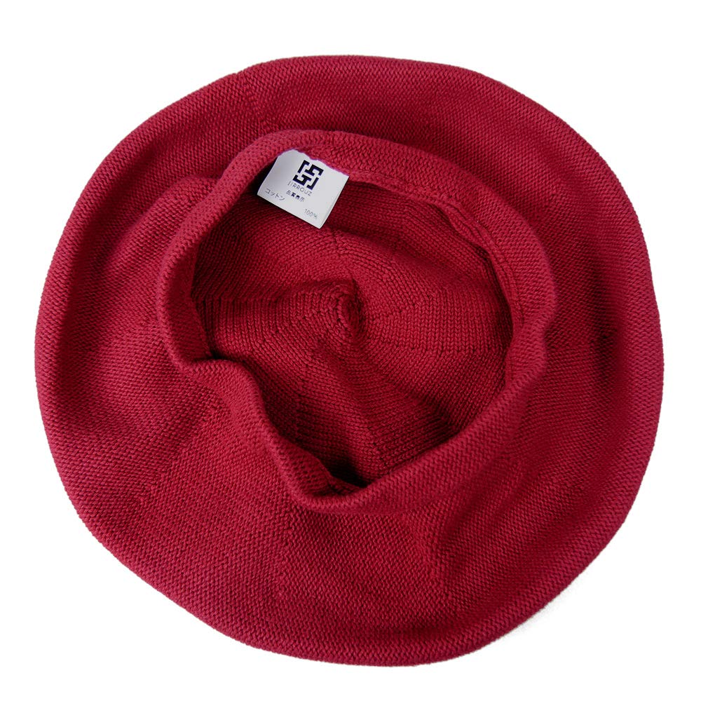 Cotton Beret Hat for and Babies Summer Colorful Simple Knit Unisex Size [JIRROUZ] Adults, Kids, (20 Colors) (3 Sizes) Men's Women's Burgundy/Adult