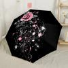 Floral Mandala Artwork Portable Automatic Umbrella Sturdy 8-Rib Shaft Lightweight Durable Everyday Carry Umbrella Compact Folding Umbrella