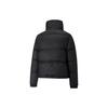 Puma Women's Black Logo Print Short Stand Collar Warm Winter Down Jacket