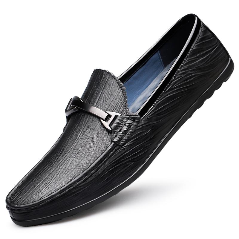 Fashion New Business Leather Shoes Leather Loafers Men Wear Metal Buckle Luxury Brand Moccasin Comfortable and Lightweight Driving Shoes
