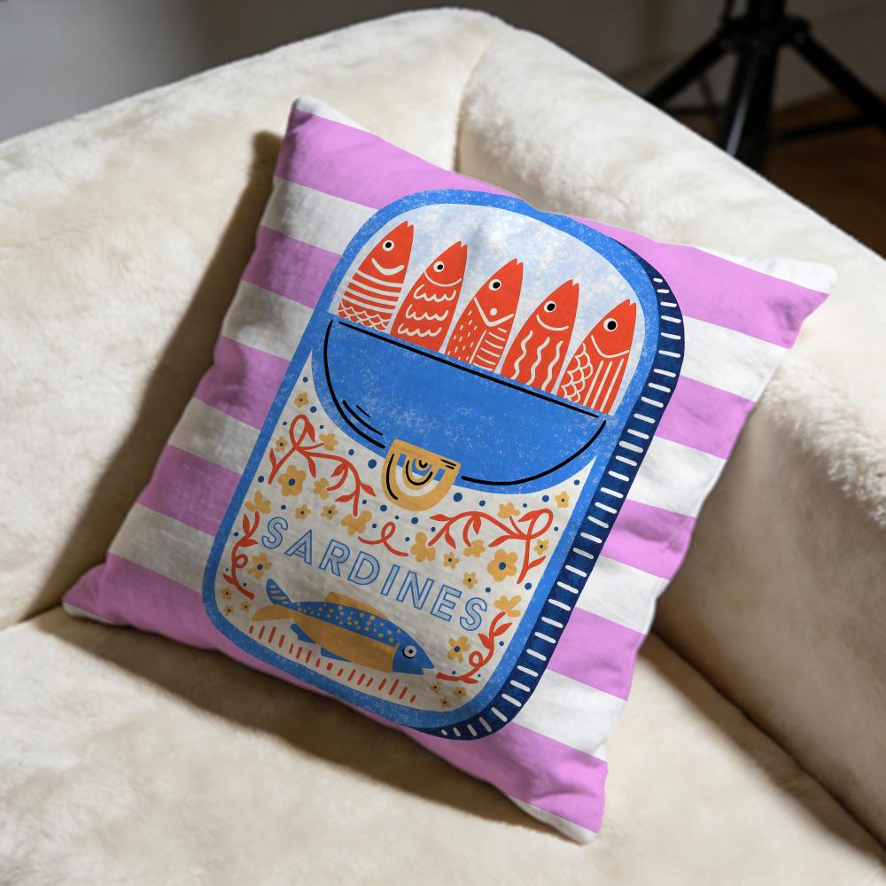 Sardine Can Cushion Cover Soft Decorative Pillow Case Suitable For Bedroom Sofa Car Travel Use