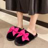 2025ins white exterior wear fashionable and cute home indoor non-slip cotton shoes thick-soled fluffy slippers
