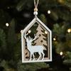 2pcs Red White Christmas Wooden Snowflakes Pendant Handmade Christmas Tree Ornaments  Party Favors
