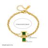 Gold Square Emerald Cz Jewelry Set Necklace Bracelet Hoop Earrings