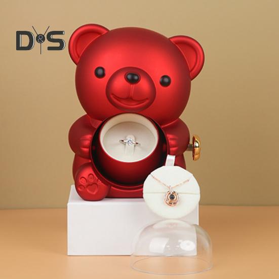 Orso Rosa Eterna Con Collana Cuore Ti Amo In 100 Lingue, Portagioie E Scatola Regalo Per San Valentino, Festa Della Mamma E Anniversario