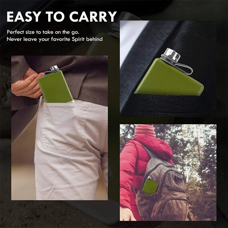 9oz Pocket Hip Flask Alcohol Bottle Stainless Steel Matte Flagon Travel Wine Drink Pot Leakproof Whiskey Bottle Funnel Screw Cap