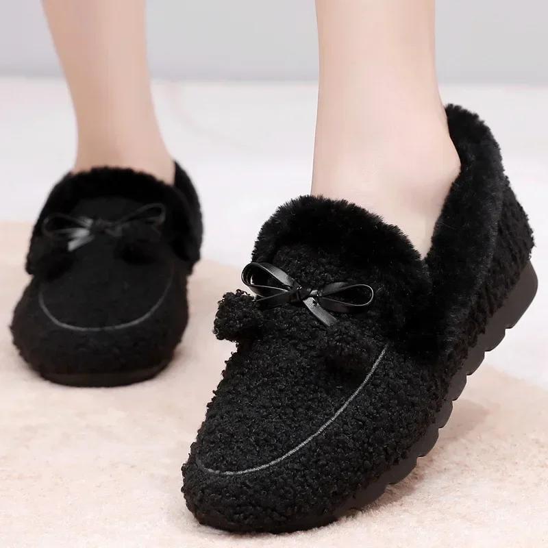Fashion New Women's Flat Shoes Comfortable Slip on Fashion Female Casual Loafers Women Fur Shoe Lightweight Pea Shoes Comfort Sapatos