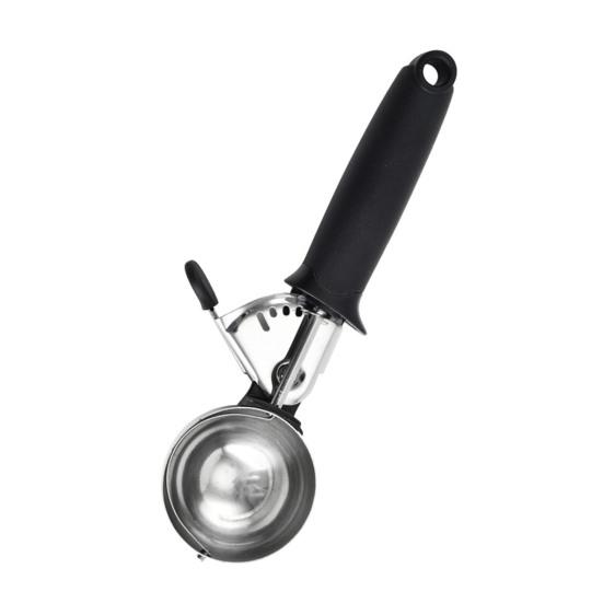 Ice Cream Scoop with Press Release Stainless Steel Melon Baller Non Stick Fruit Scoop чёрный