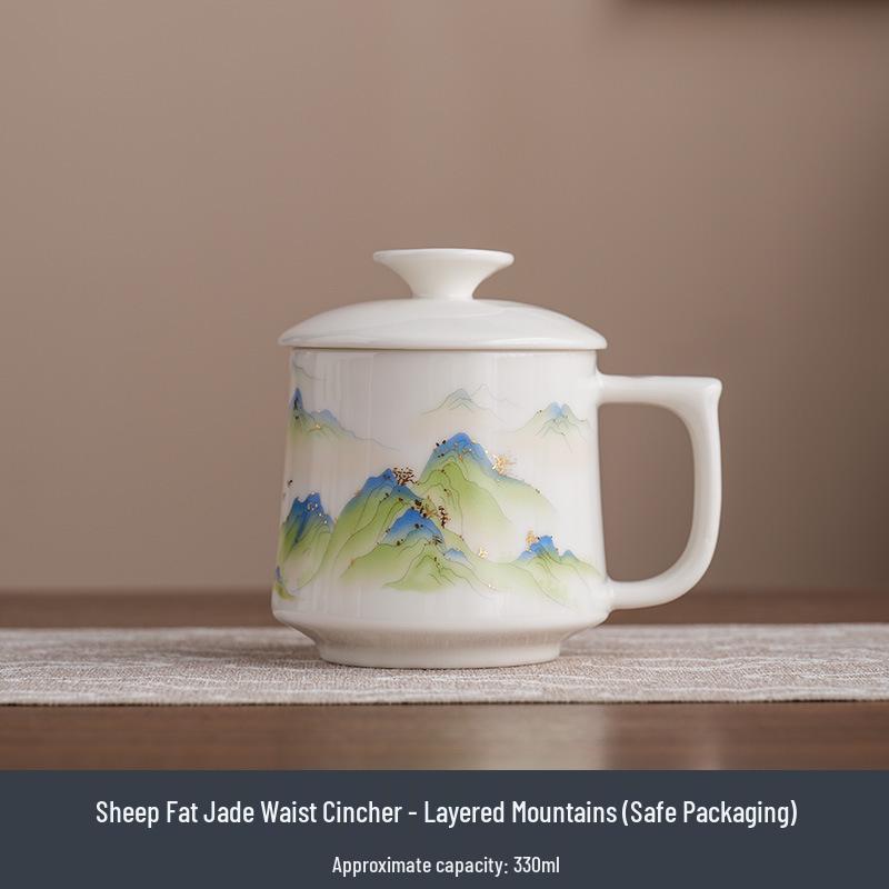 Jade Ceramic Tea Cup with Lid - Personalized Gift for Teacher's Day or Company Events