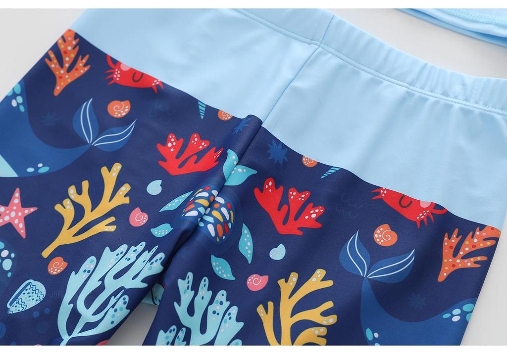 2026 Men's Long Sleeve & Boxer Brief Swimsuit Set for Boys: Kids Small/Medium/Large UV Protection Swimwear