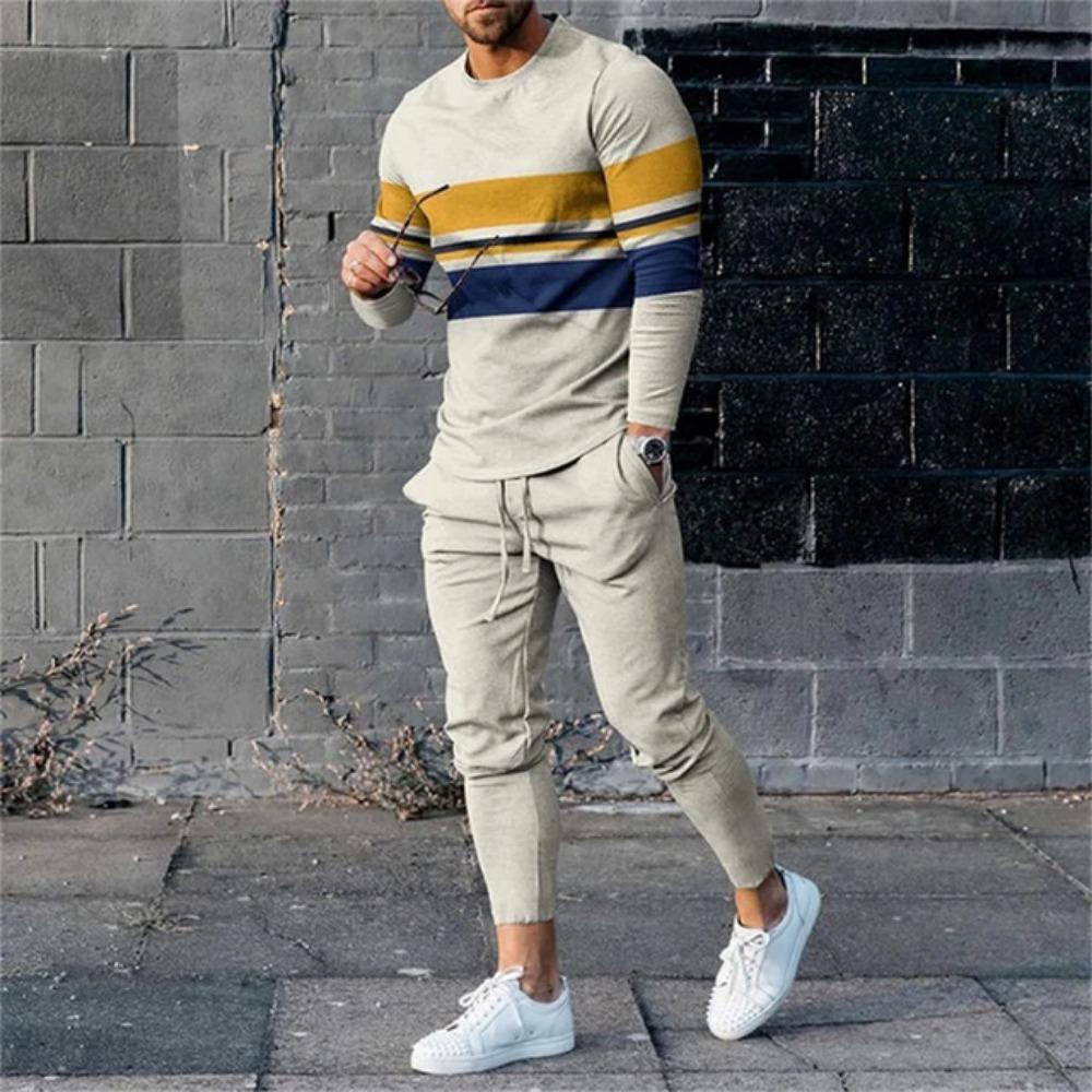 Men's T Shirt Pants Tracksuits 2 Piece Sets Print Sweatshirt Sweatpants Suits Casual T-shirts Trousers Sportswear Men Clothing