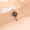 5PCS Fashion Personalized Women's Gold Diamond Band Pointer Quartz Watch Heart Shaped Female Pendant Necklace Bracelet Earnail Jewelry Set