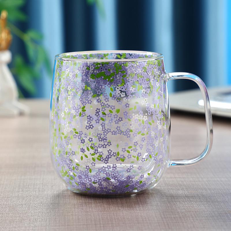 High-Value Double-Walled Glass Cup with Real Dried Flowers