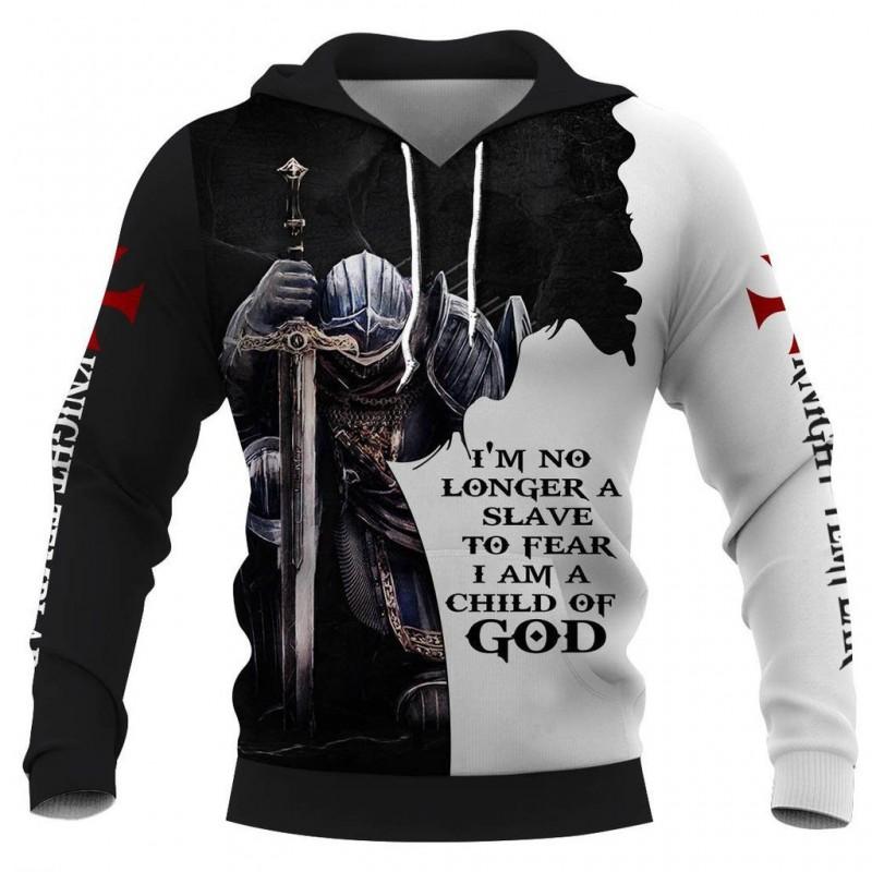 Mens Hooded Sweatshirt With 3D Digital Knight Print Loose Fit Hip Hop Style Fall