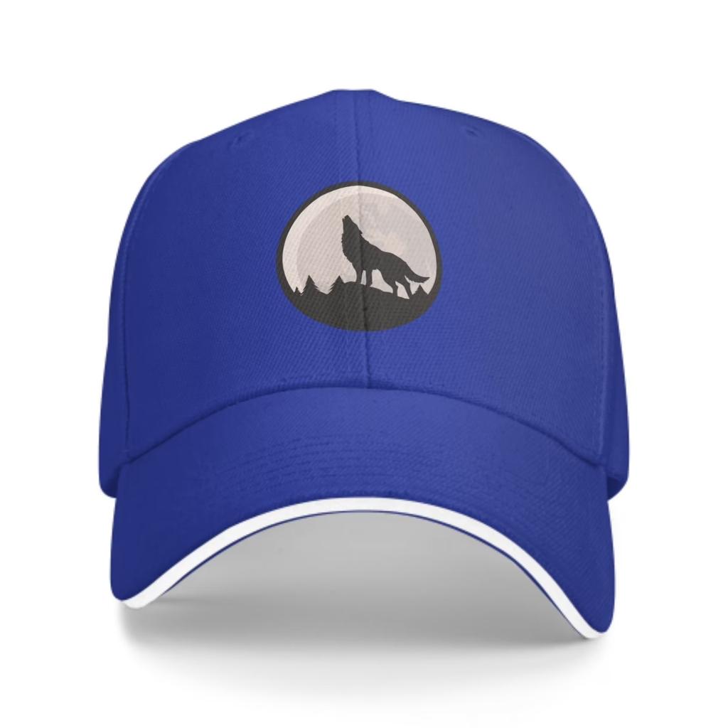 Wolf Howling Moon Baseball Cap Unisex Adjustable Sun Protection Outdoor Casual Curved Brim Hat