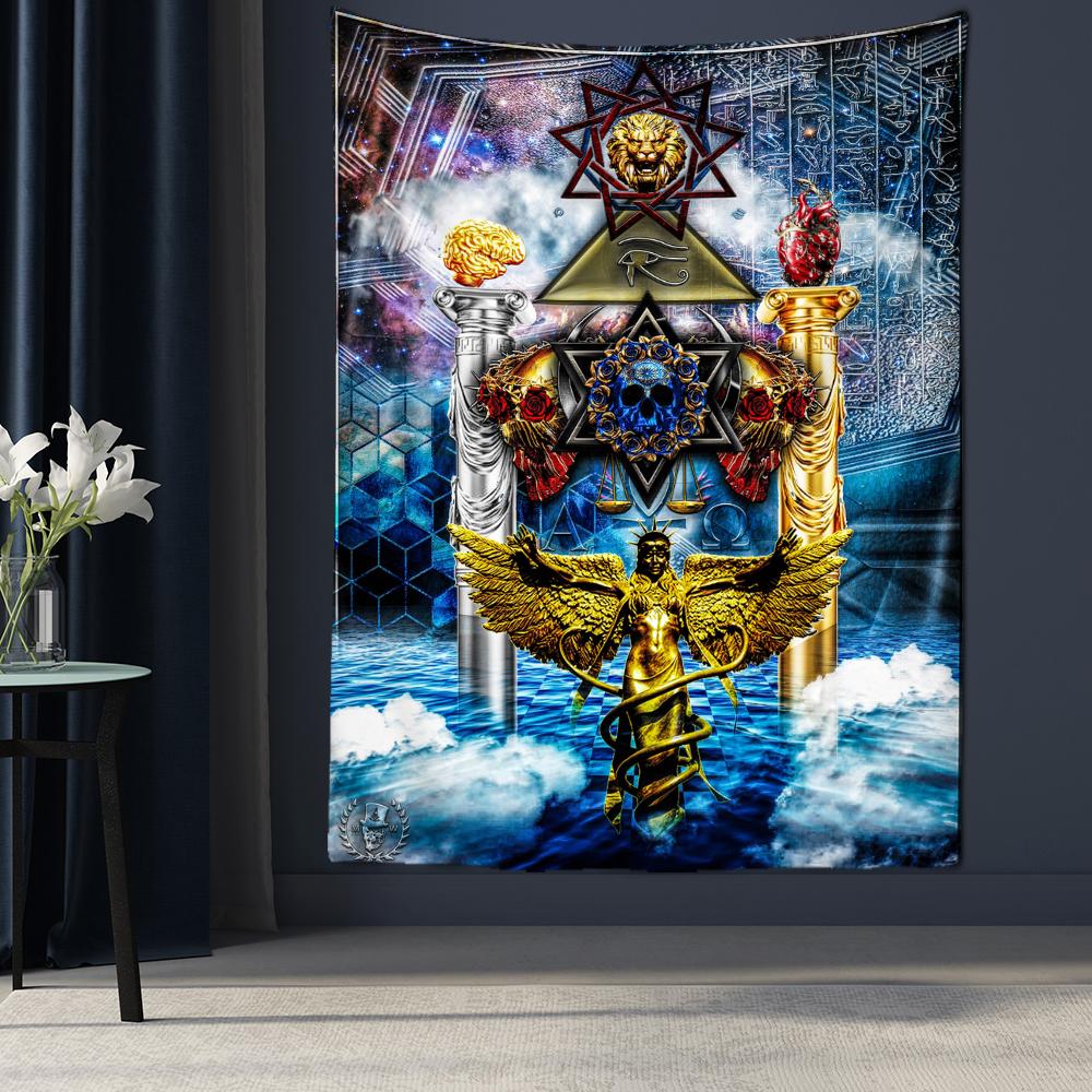 

Психоделический гобелен Таро загадочный хиппи искусство настенный тапиз декор общежития фоновая ткань 150x150cm