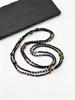 Ethnic Men's Black Natural Stone Long Chain Necklace,Vintage Two-layers Beaded Collars,Jewelry Gift for Huasband Dad Him