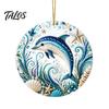 Marine Life Hanging Ornaments Ocean Theme Pearl Art Ornament, 2D Flat Acrylic Coastal Unique Gifts for Lovers Sea Suncatcher, Beaded Pattern
