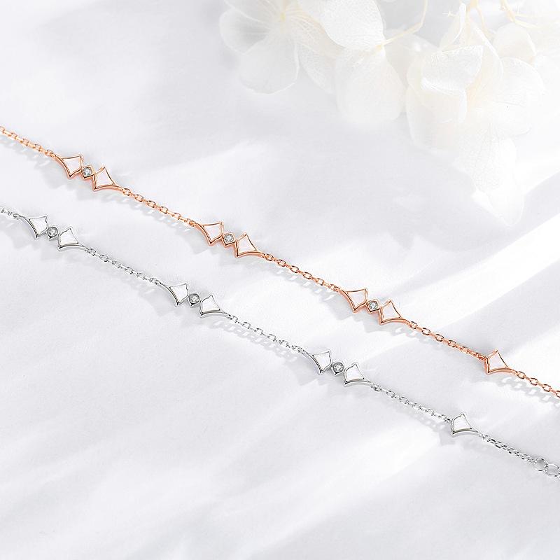 Tancise 925 Sterling Sølv Zircon Armbånd Smykker Geometriske Perle Kjede Link Armbånd Mote Fin Bryllupsgave til Kjæresten Kvinner