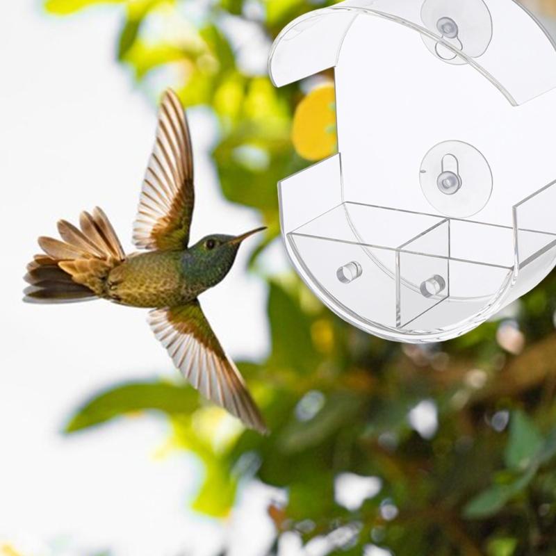 Acrylic Transparents Bird Feeders Parakeets Cage Birds Feeders Antiskid Stand for Feeding and Observing Birds