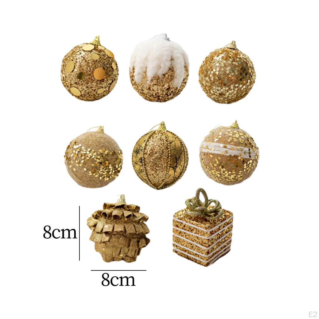 8 Piece Christmas Tree Ornaments Set, Shatterproof Accessories, Decoration for Home