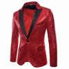 Charm Men's Casual One Button Fit Suit Coat Jacket Sequin Party Top