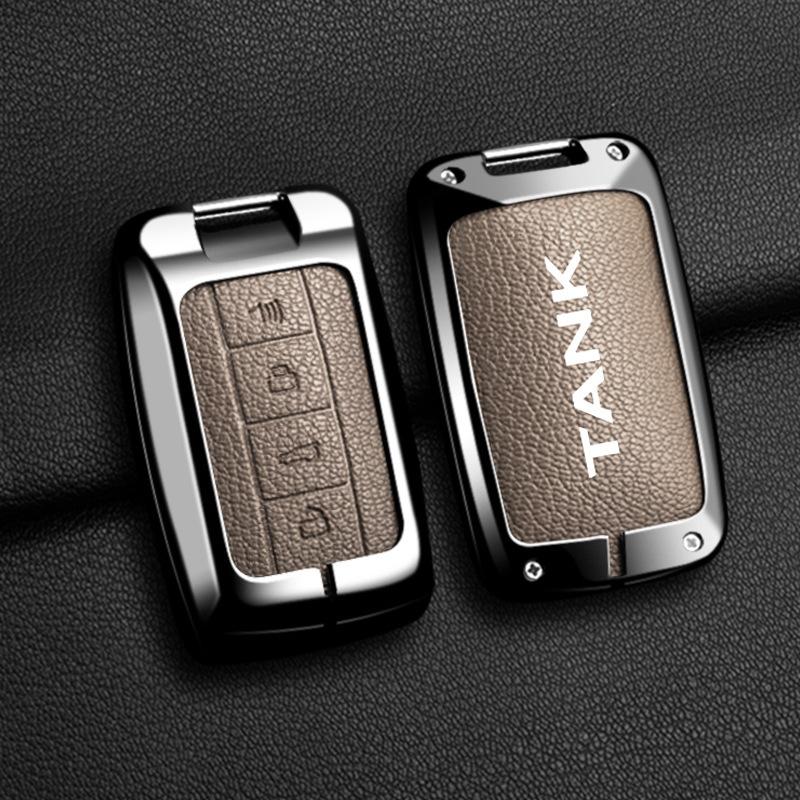 Alloy Car Key Case Cover For Great Wall GWM WEY TANK 300 500 Tank300 Tank500 Key Bag Shell Holder Protector Keychain Accessories