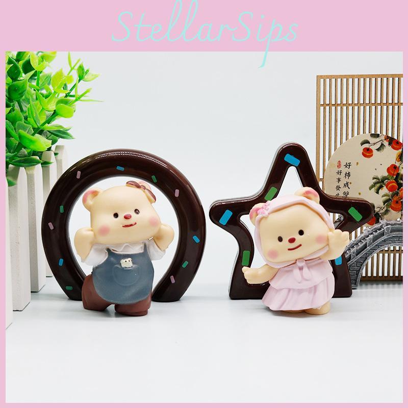 Star Butter Bear Pvc Handheld Toys Model Set For Car And Home Decoration Office