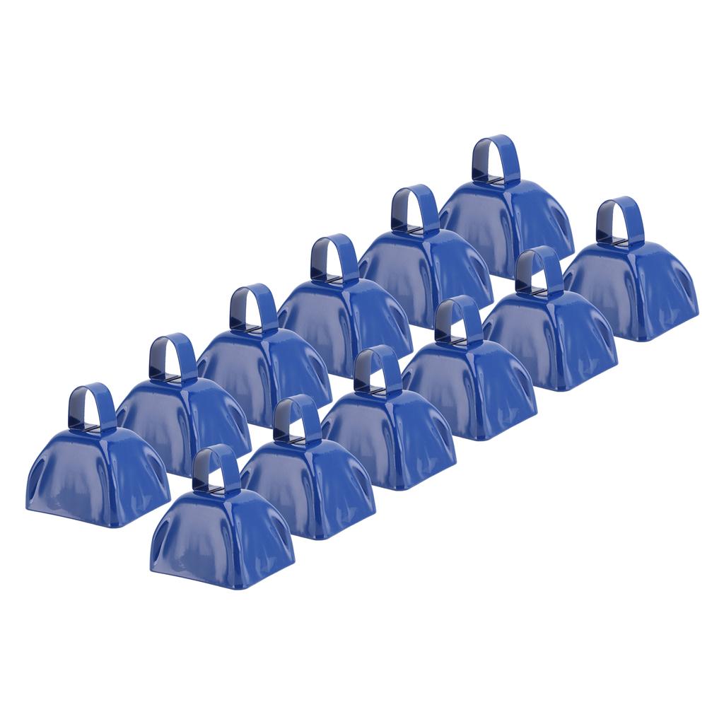 12 szt. 3-calowy niebieski metalowy dzwonek krowi hałas z uchwytem na mecze piłkarskie, wydarzenia sportowe, festiwal