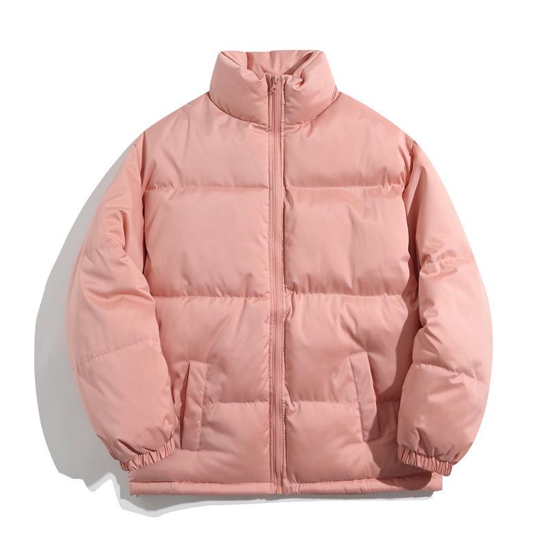 Mens Loose Thick Solid Waterproof Stand Collar Winter Cotton Puffer Jacket