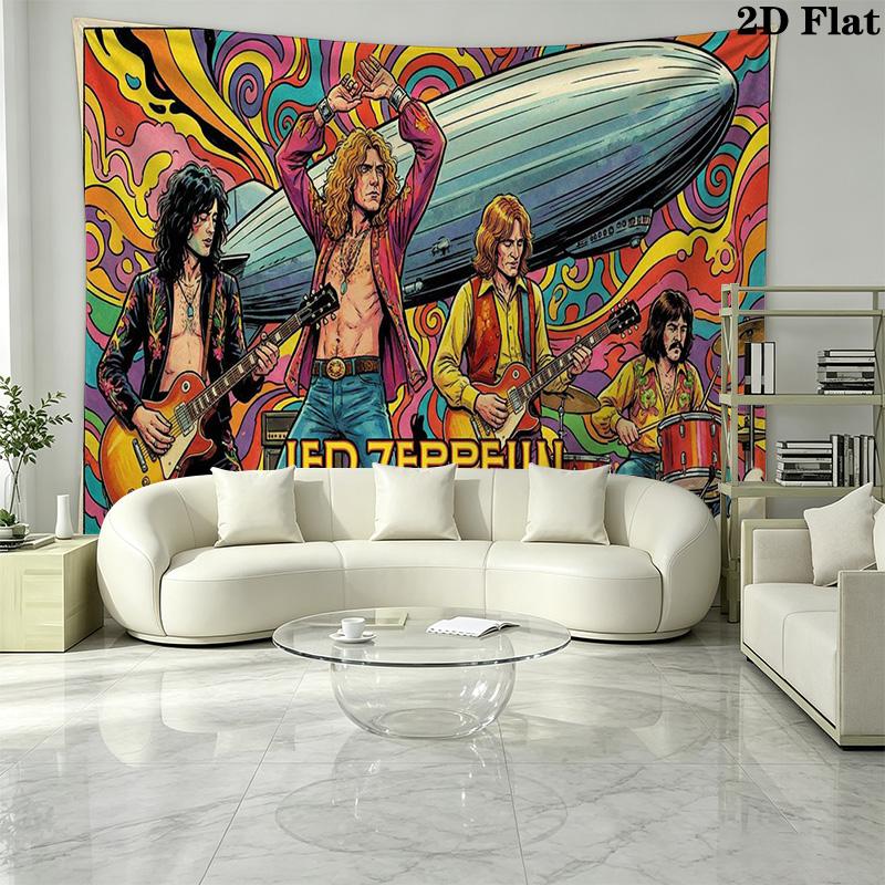 Led Zeppelin Wall Tapestry Aesthetic Wall Hanging Printed Fabric Blanket Decorative Tapestries for Bedroom Living Room Home Decor
