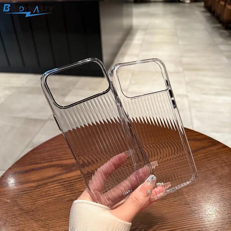 17 Pro Max Transparent Corrugated Pattern Ultra Thin Case For iPhone 17 Air 16 15 14 Pro Max Plus Shockproof Soft Cover