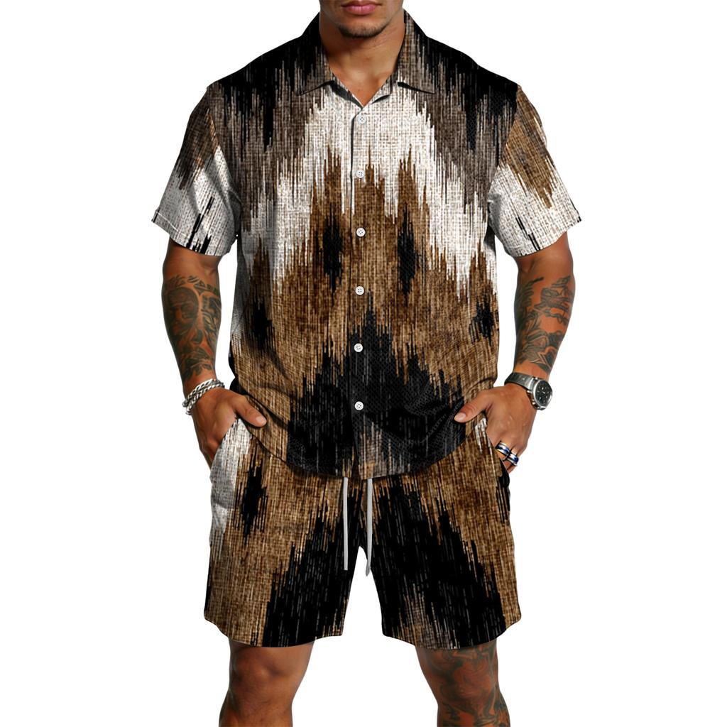 Men's Casual Lightweight Breathable Short-Sleeve Shirt And Shorts Set