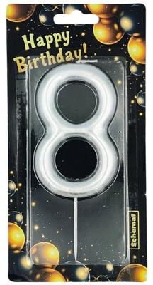 Silver Number Candle - 8 Scheme 6674