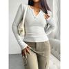 Women's Fall and Winter Tops Y2K Temperament Slim V-neck Buttons Long-sleeved T-shirt