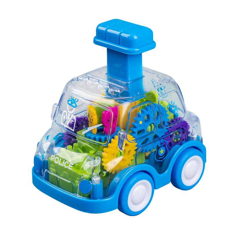 Plastic Inertia Gear Car Toy For Kids With Press Button And Visual Development