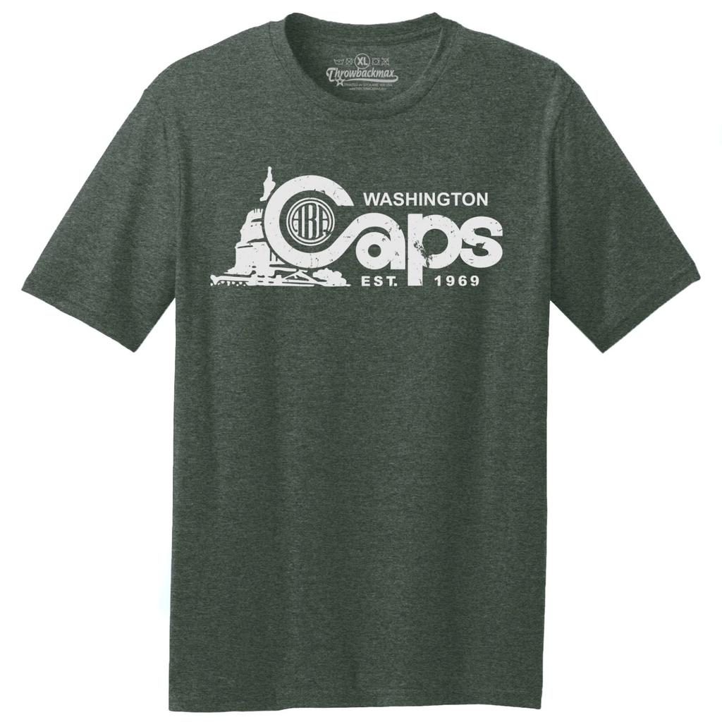 Washington Caps 1969 ABA Logo Basketball TRI-BLEND Tee Shirt - Green Heather