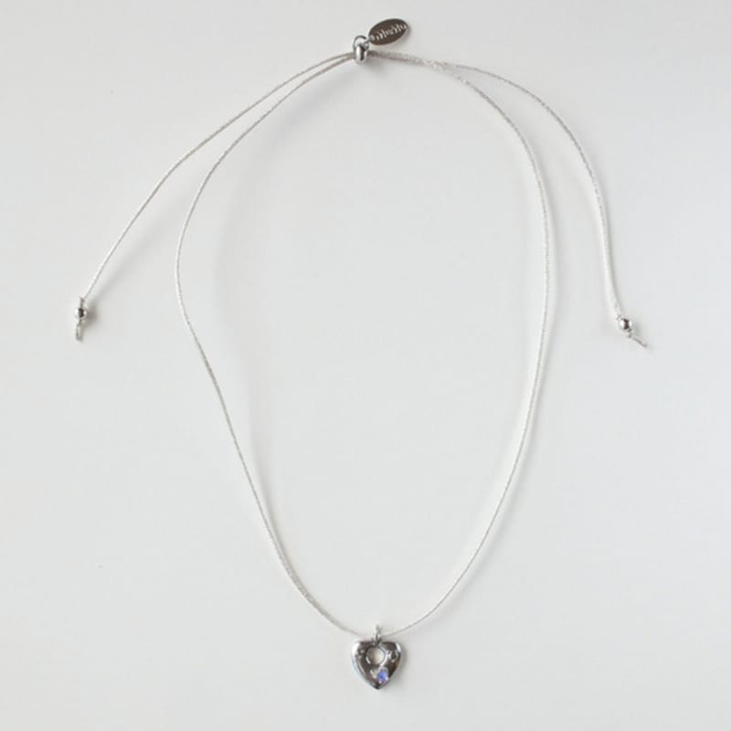 MERRYMOTIVE Vintage cubic heart silver string necklace