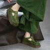 Johnature Square Toe Thick Soled Comfortable Commuter Women's Shoes Retro Genuine Leather Flats
