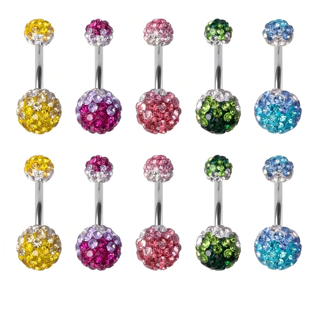 Colorful and Eye-catching Street-style Fashion Stainless Steel Artificial Crystal Navel Ring Set, a Perfect Companion for Women