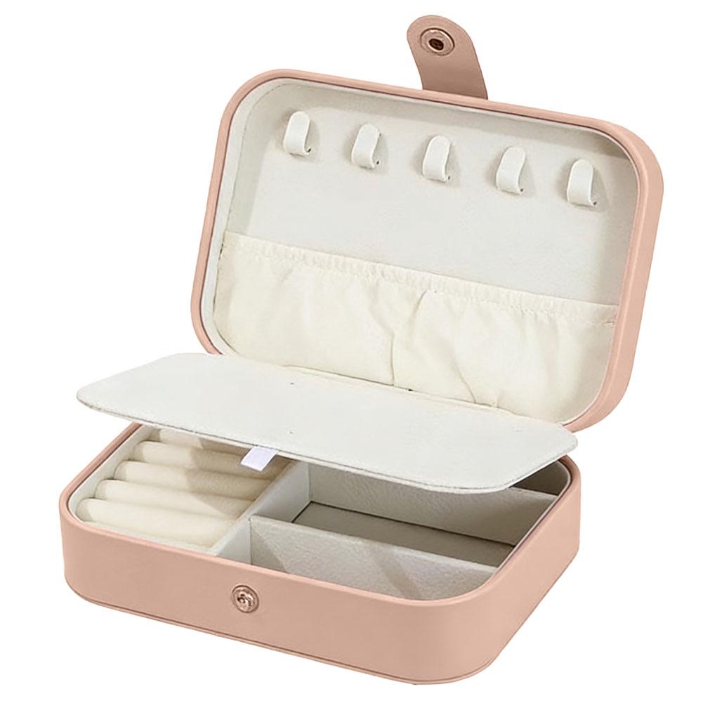 Portable Mini PU Leather Jewelry Box Velvet Lined Multi-Compartment Travel Jewelry Case Organizer for Rings Earrings Necklace Storage