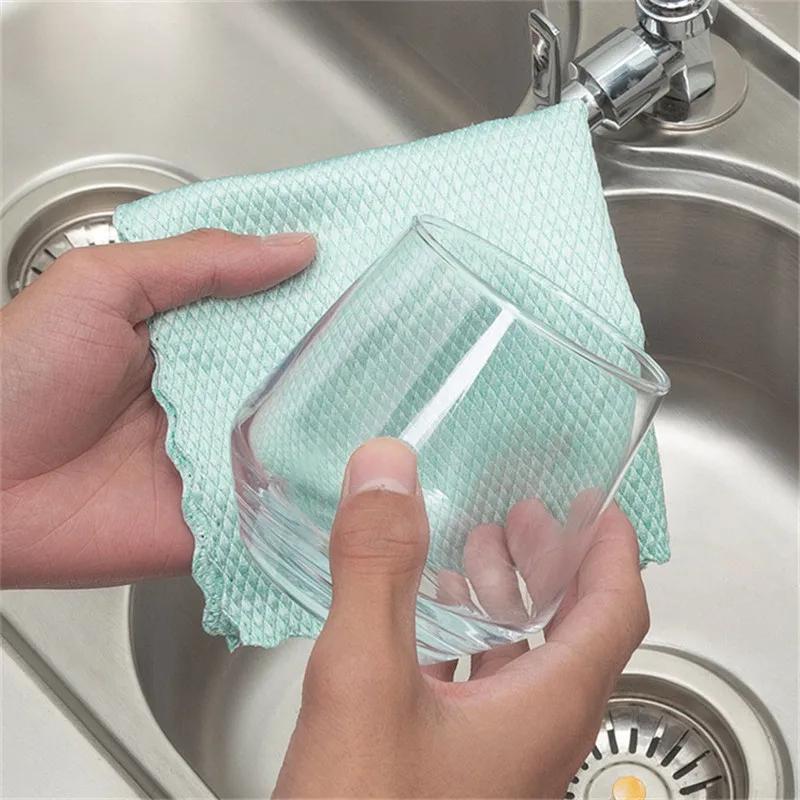 5 Stück Fischschuppen-Lappen Glasreinigungstuch-Set Ohne Wasserflecken Hausküche Spültücher