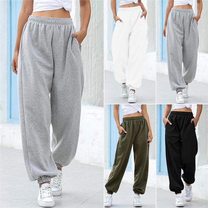 Pantaloni sportivi casual da donna Pantaloni da jogging da corsa solidi Tuta oversize da donna Pantaloni elastici in vita Pantaloni sportivi Pantaloni larghi da salotto