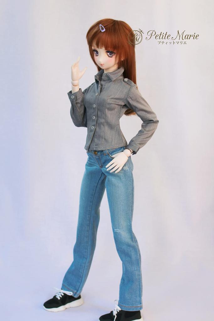 [Petite Marie] 13 DD Compatible Okayama Processed Distressed Straight Jeans Light Blue KOJIMA Processed Distressed Low-Rise Jeans Stretch Denim