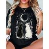 Cat Moon Graphic Tee Print T-Shirt Women's O-Neck Casual Short Sleeve T-Shirt Summer Harajuku Streetwear Tops Fashion Tees